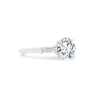 Round with Tapered Baguette Cut Side Stones  Lindsey Leigh Jewelry.
