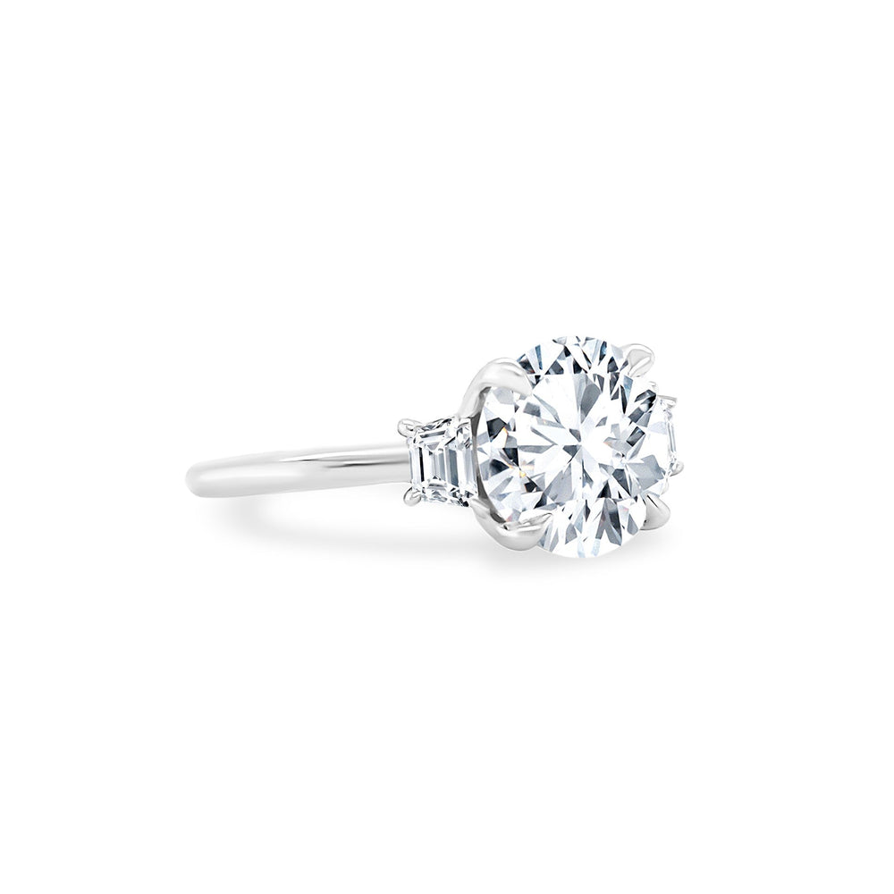 Round Diamond Ring with Trapezoids - Lindsey Leigh Jewelry