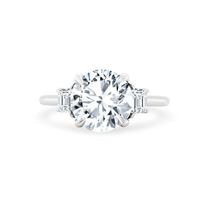 Round Diamond Ring with Trapezoids - Lindsey Leigh Jewelry