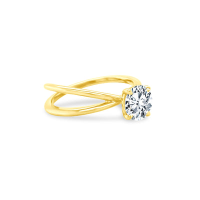 Round Diamond Solitaire on a Split Shank - Lindsey Leigh Jewelry