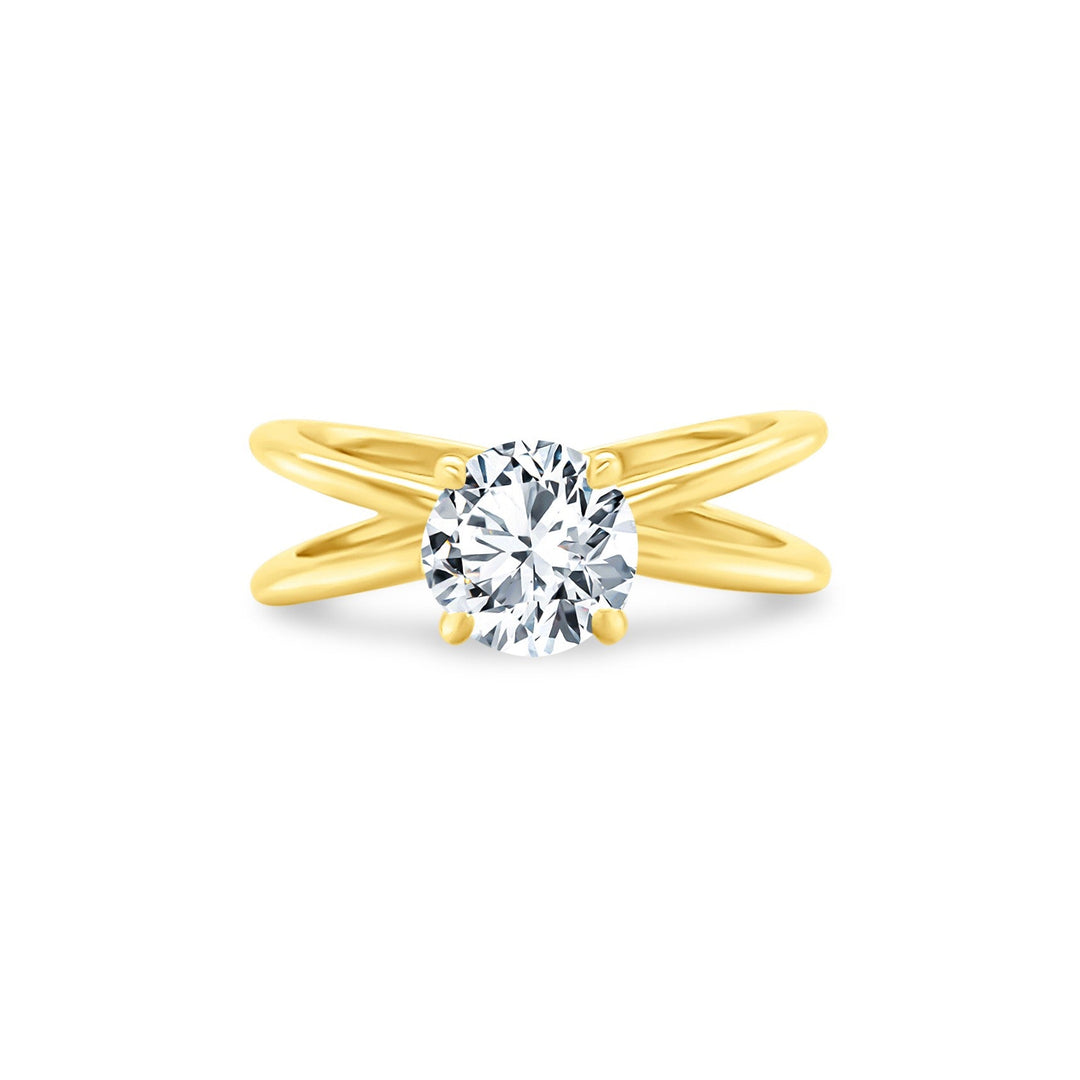 Round Diamond Solitaire on a Split Shank - Lindsey Leigh Jewelry