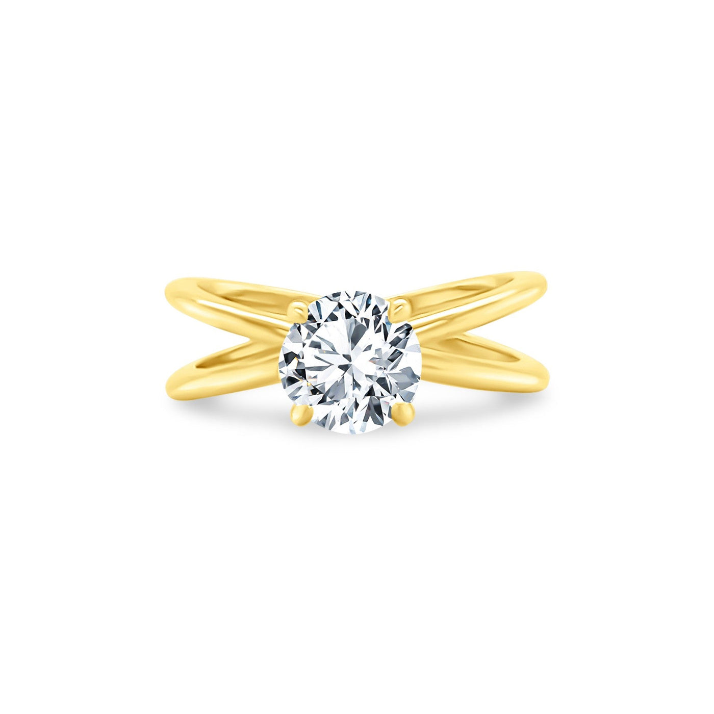 Round Diamond Solitaire on a Split Shank - Lindsey Leigh Jewelry