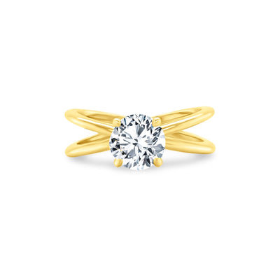 Round Diamond Solitaire on a Split Shank - Lindsey Leigh Jewelry