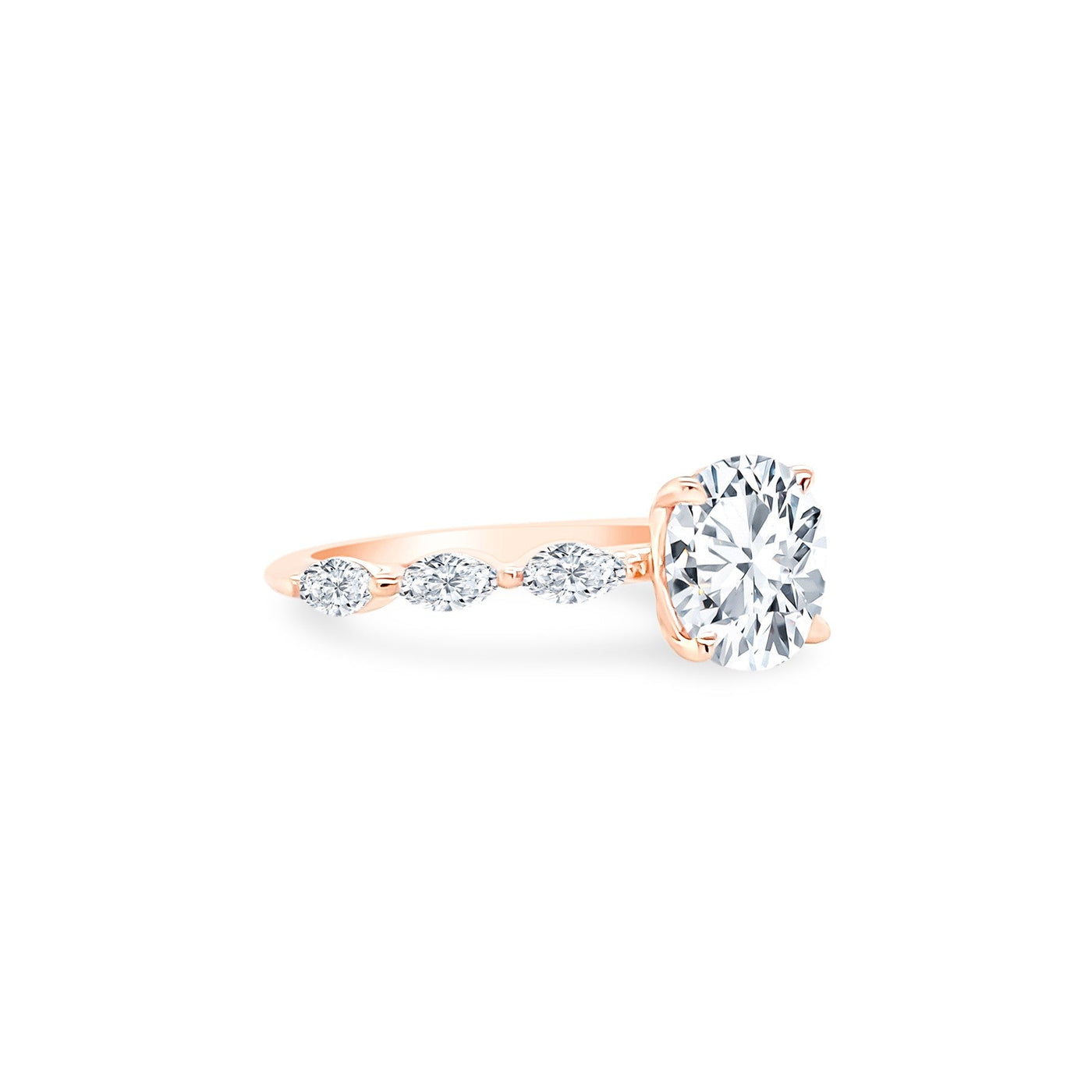 Round Diamond with Marquise Band - Lindsey Leigh Jewelry