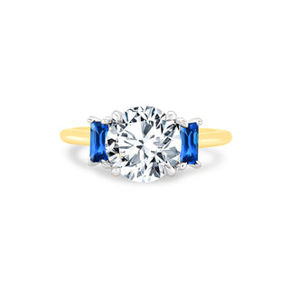 Round with Straight Baguette Cut Side Stones  Lindsey Leigh Jewelry.
