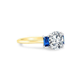 Round with Straight Baguette Cut Side Stones  Lindsey Leigh Jewelry.
