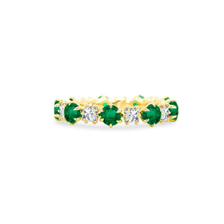 Round Emerald and Princess Cut Diamond Eagle Prong Band  Lindsey Leigh Jewelry.
