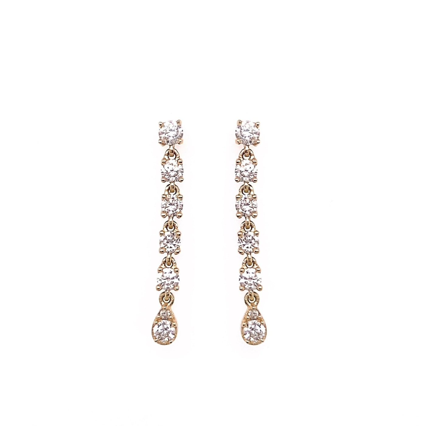 Round & Pear Diamond Dangle Studs - Lindsey Leigh Jewelry