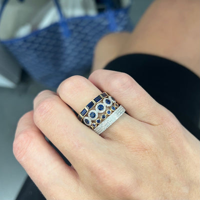 Sapphire & Diamond Halo Band - Lindsey Leigh Jewelry