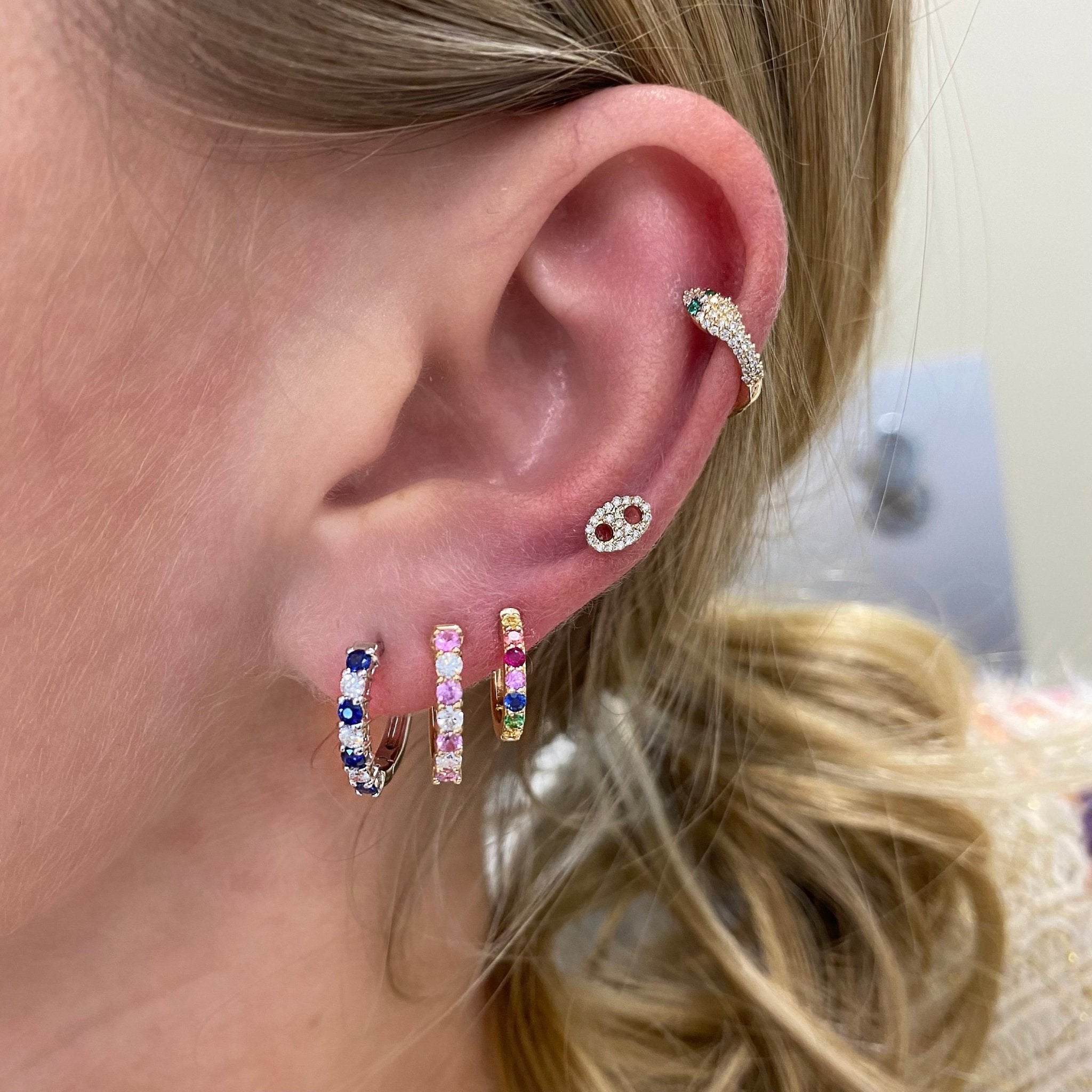 Sapphire & Diamond Small Hoops – Lindsey Leigh Jewelry