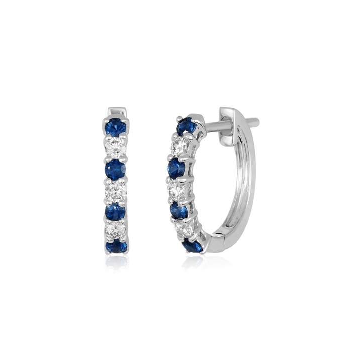 Sapphire & Diamond Small Hoops - Lindsey Leigh Jewelry