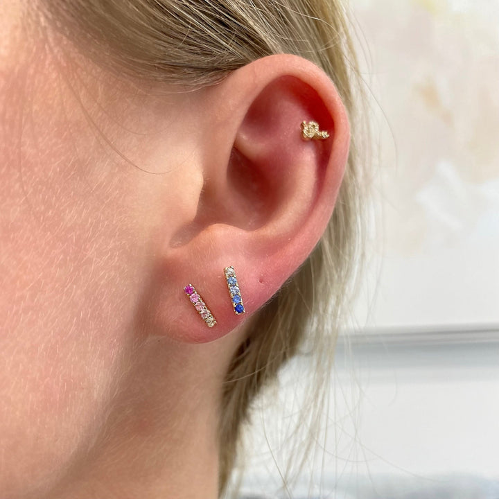 Sapphire Ombre Bar Studs - Lindsey Leigh Jewelry