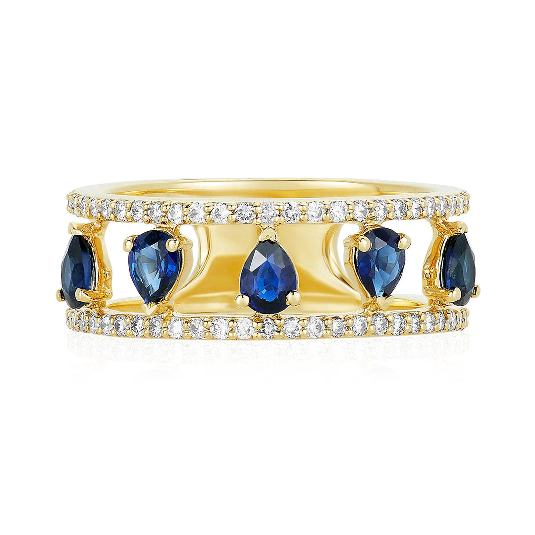 Sapphire Pear Cage Band - Lindsey Leigh Jewelry