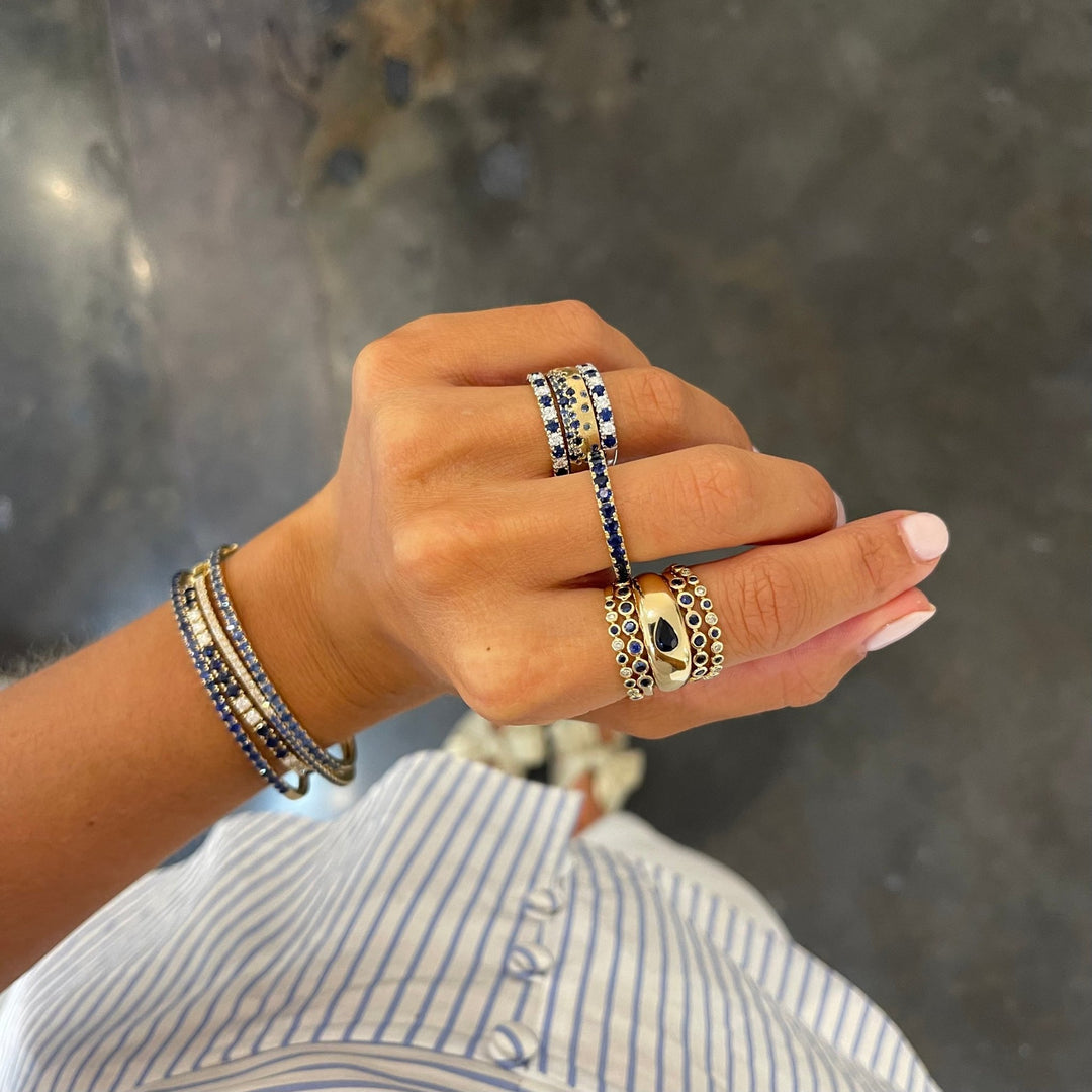 Sapphire Pear Dome Band - Lindsey Leigh Jewelry