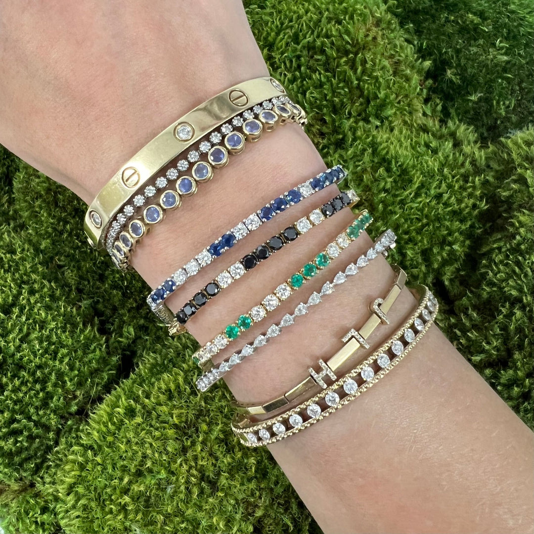 Scattered Gemstone & Diamond Tennis Bracelet - Lindsey Leigh Jewelry