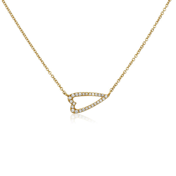 Sideways Heart Necklace, Solid Gold Heart Necklace | Jewelsty Fine Jewelry  | Wolf & Badger
