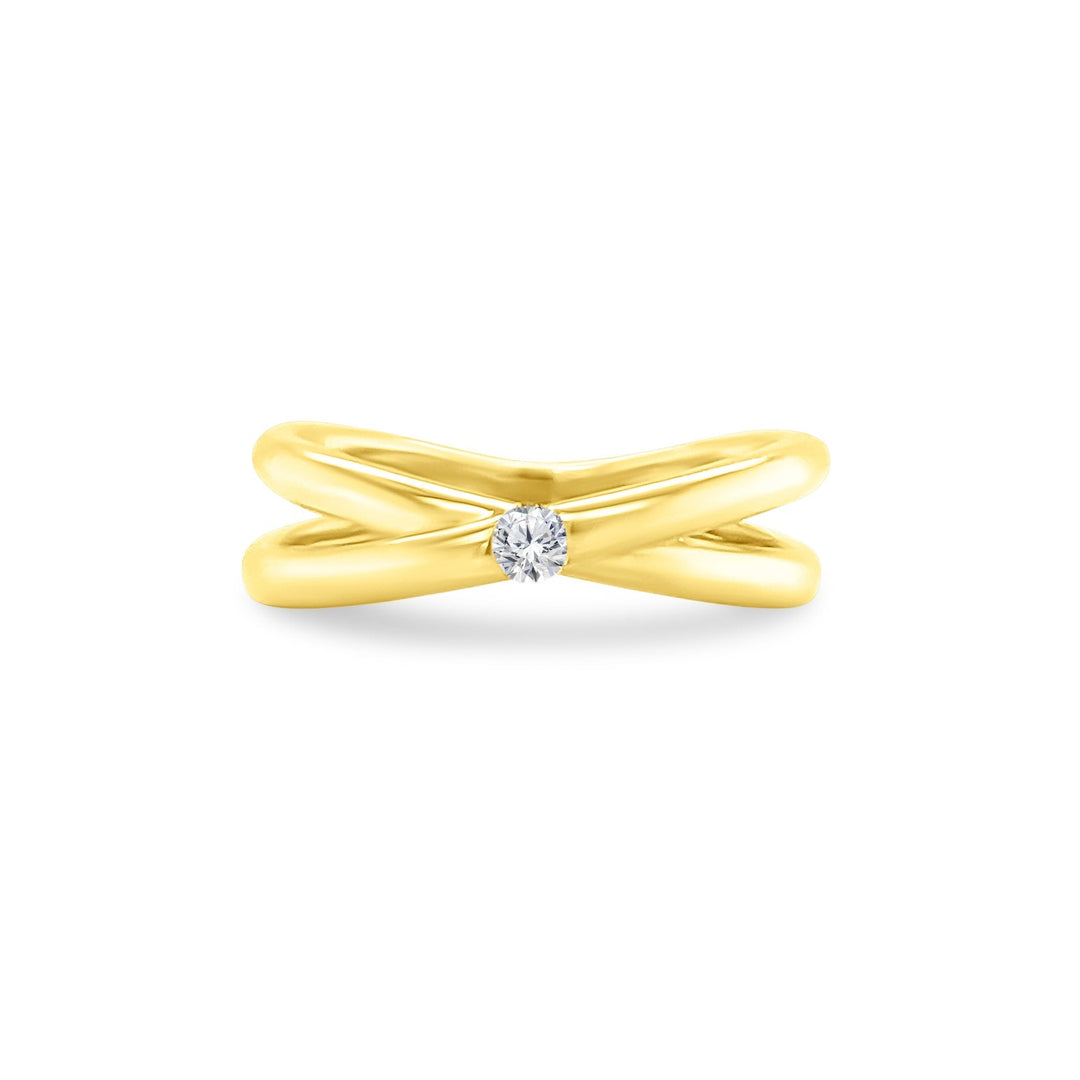Single Diamond Cross Over Ring - Lindsey Leigh Jewelry