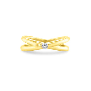 Single Diamond Cross Over Ring  Lindsey Leigh Jewelry.
