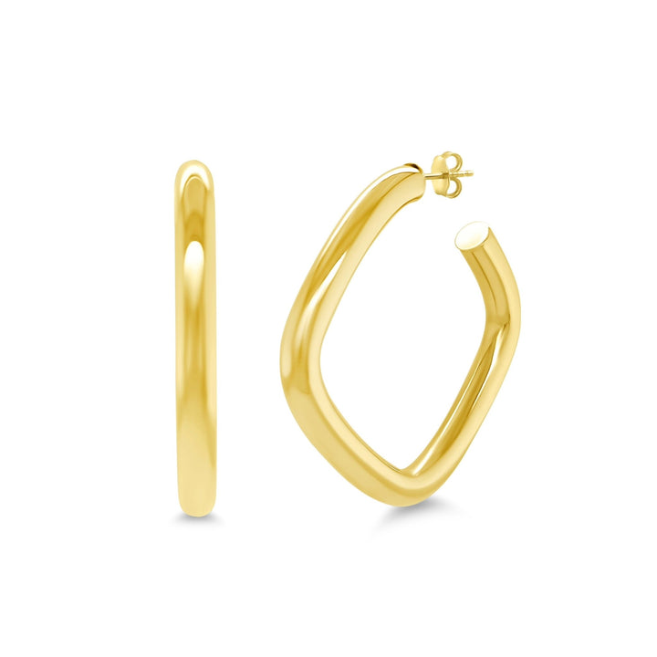 Square Open Gold Tube Hoops - Lindsey Leigh Jewelry