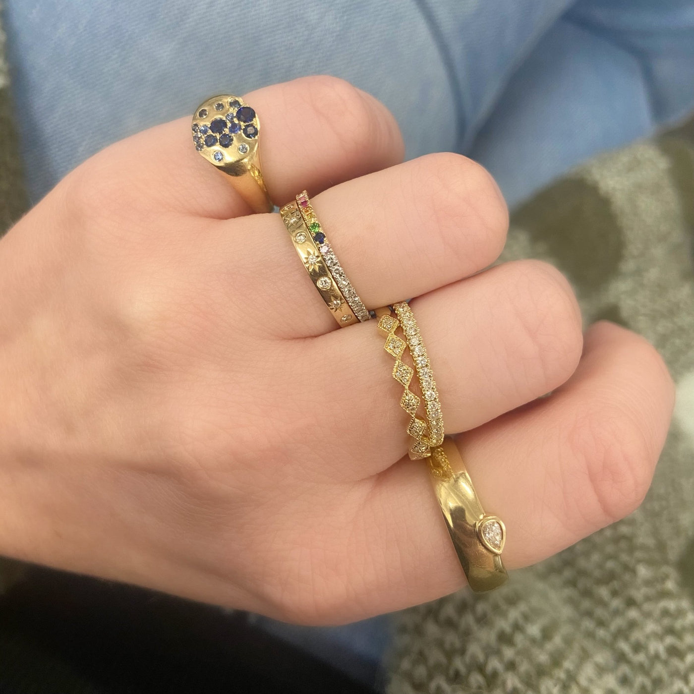 Star Diamond Gold Band - Lindsey Leigh Jewelry
