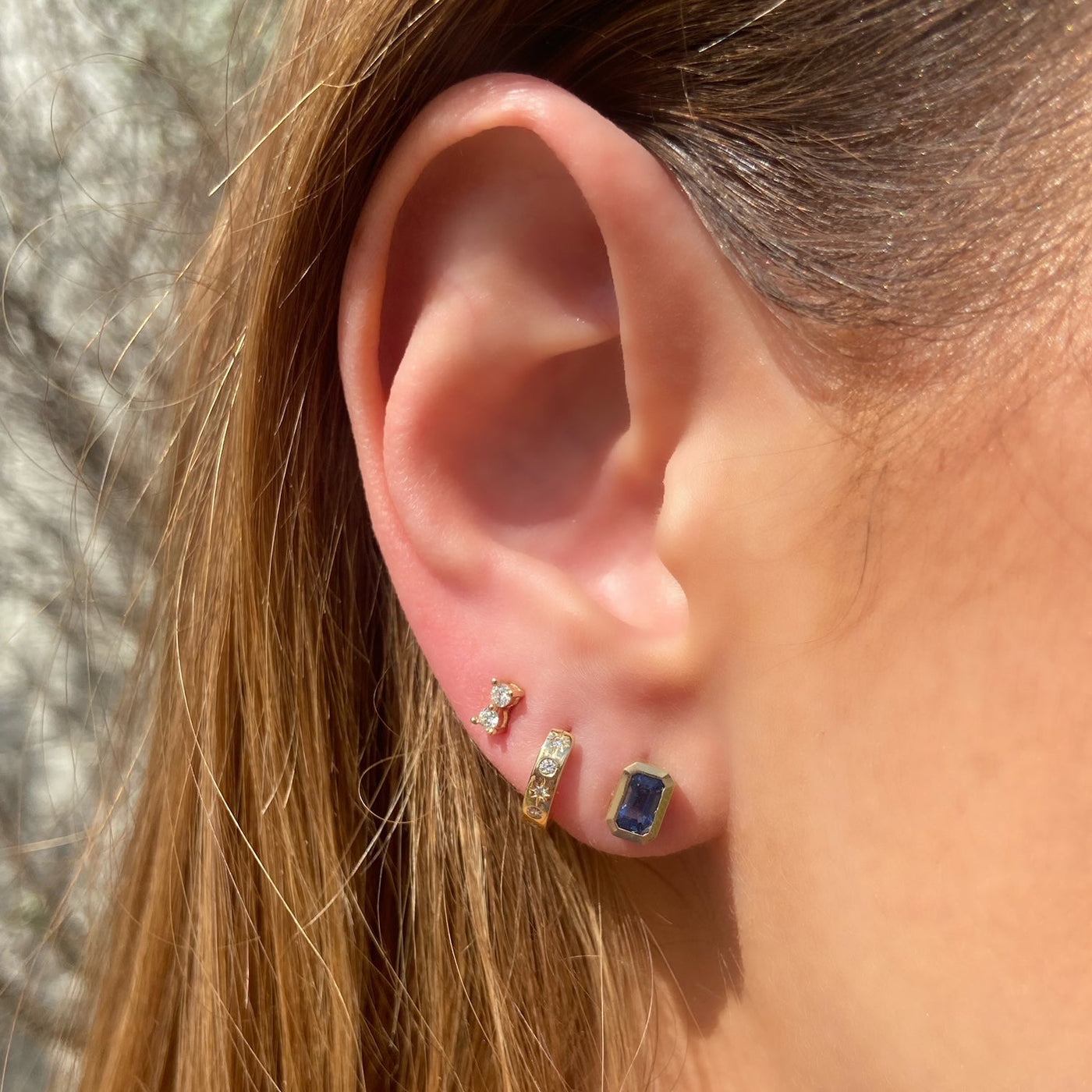 Star Diamond Gold Huggies - Lindsey Leigh Jewelry