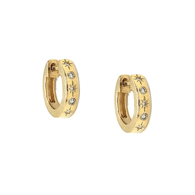 Star Diamond Gold Huggies - Lindsey Leigh Jewelry