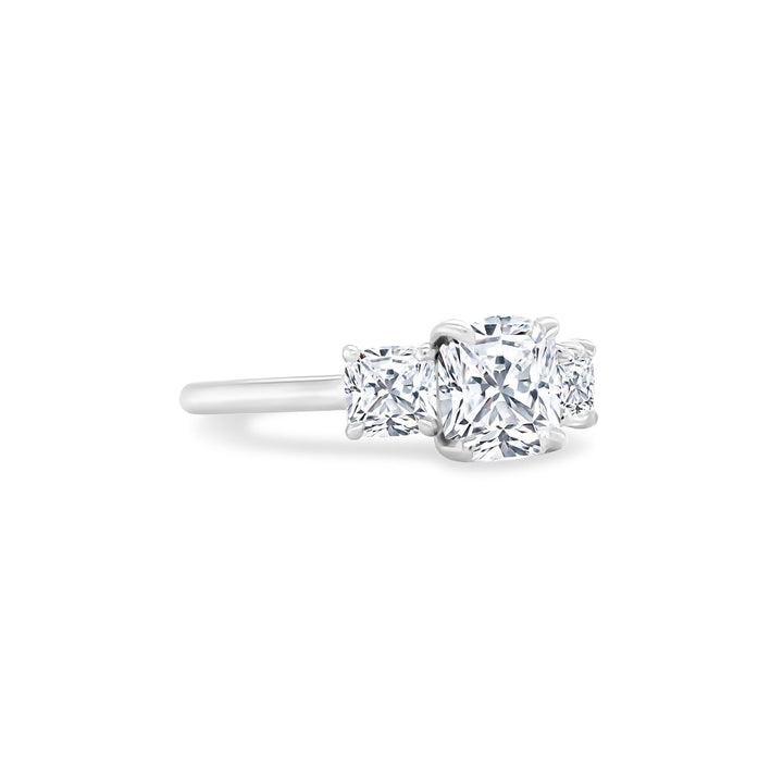 Three Stone Cushion Diamond Ring - Lindsey Leigh Jewelry