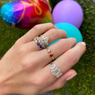 Triple Emerald Cut  Lindsey Leigh Jewelry.
