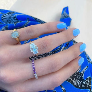 Triple Emerald Cut  Lindsey Leigh Jewelry.
