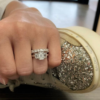 Triple Emerald Cut  Lindsey Leigh Jewelry.
