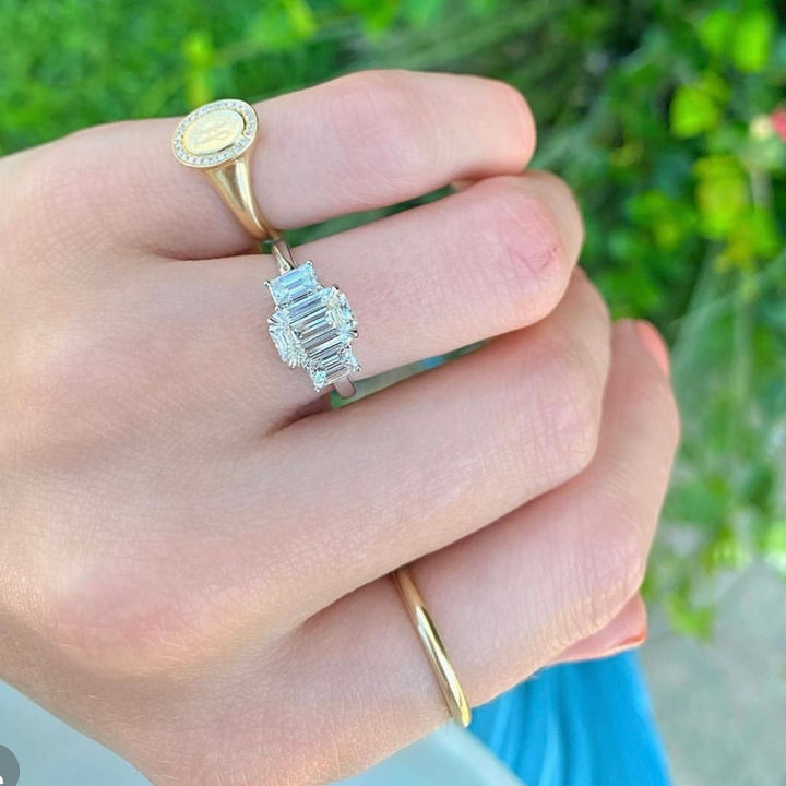 Three Stone Emerald Ring - Lindsey Leigh Jewelry
