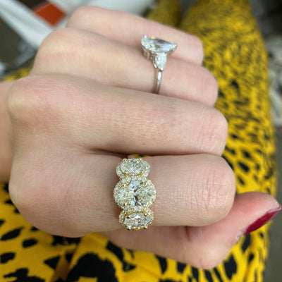 Three Stone Oval Diamond Ring - Lindsey Leigh Jewelry