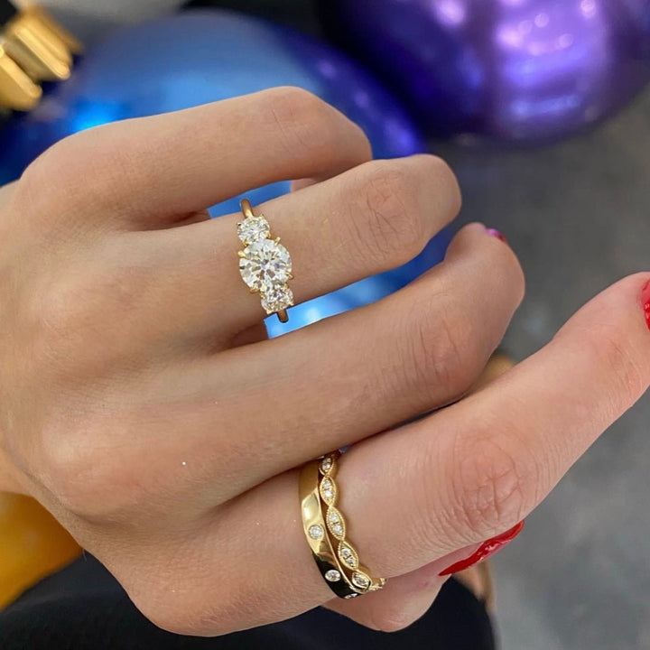Three Stone Round Ring - Lindsey Leigh Jewelry