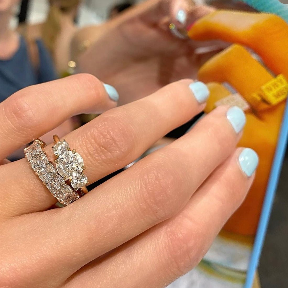Three Stone Round Ring - Lindsey Leigh Jewelry