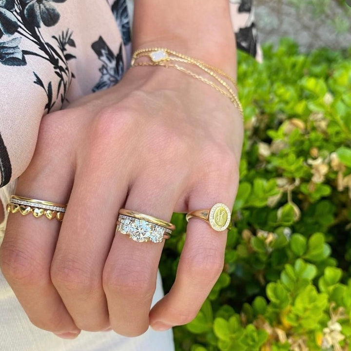 Three Stone Round Ring - Lindsey Leigh Jewelry