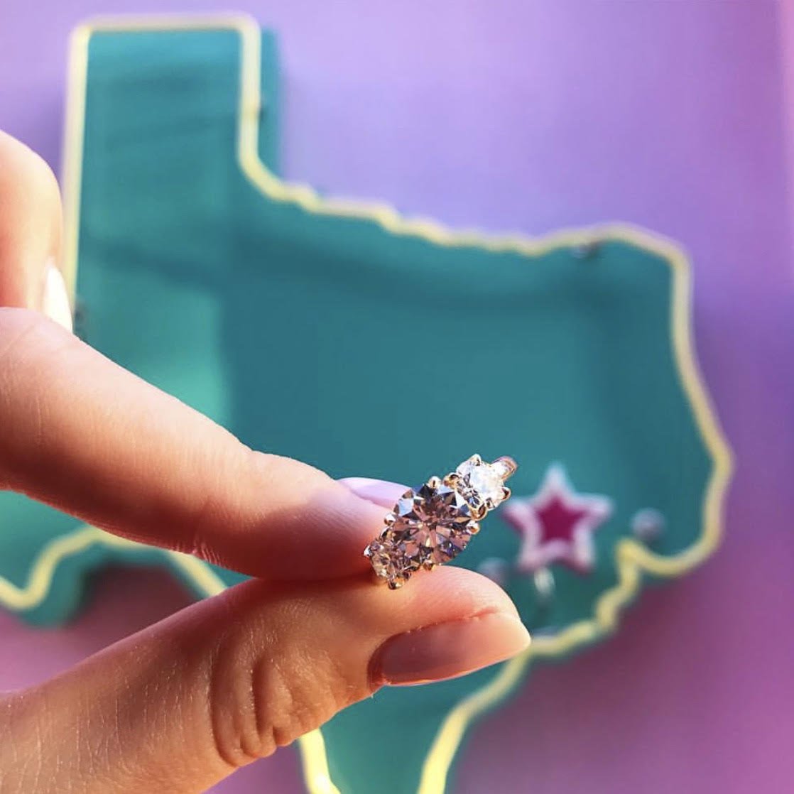 Three Stone Round Ring - Lindsey Leigh Jewelry