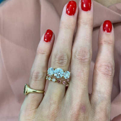 Three Stone Round Ring - Lindsey Leigh Jewelry