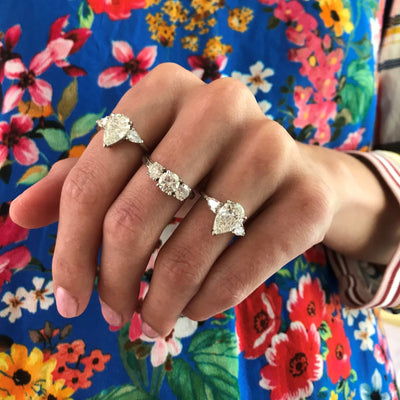 Three Stone Round Ring - Lindsey Leigh Jewelry