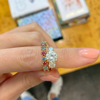 Three Stone Round Ring - Lindsey Leigh Jewelry