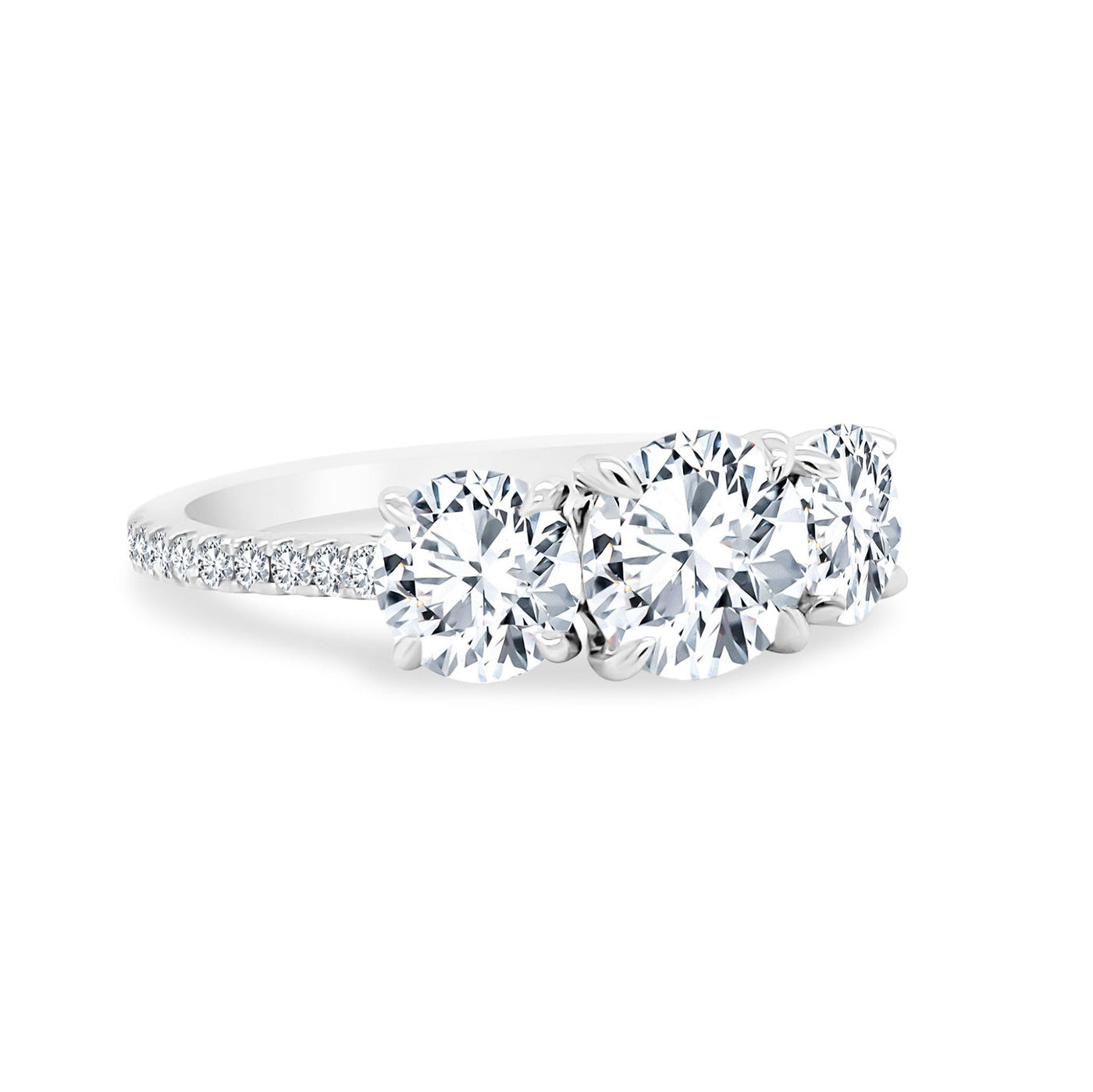 Three Stone Round Ring - Lindsey Leigh Jewelry