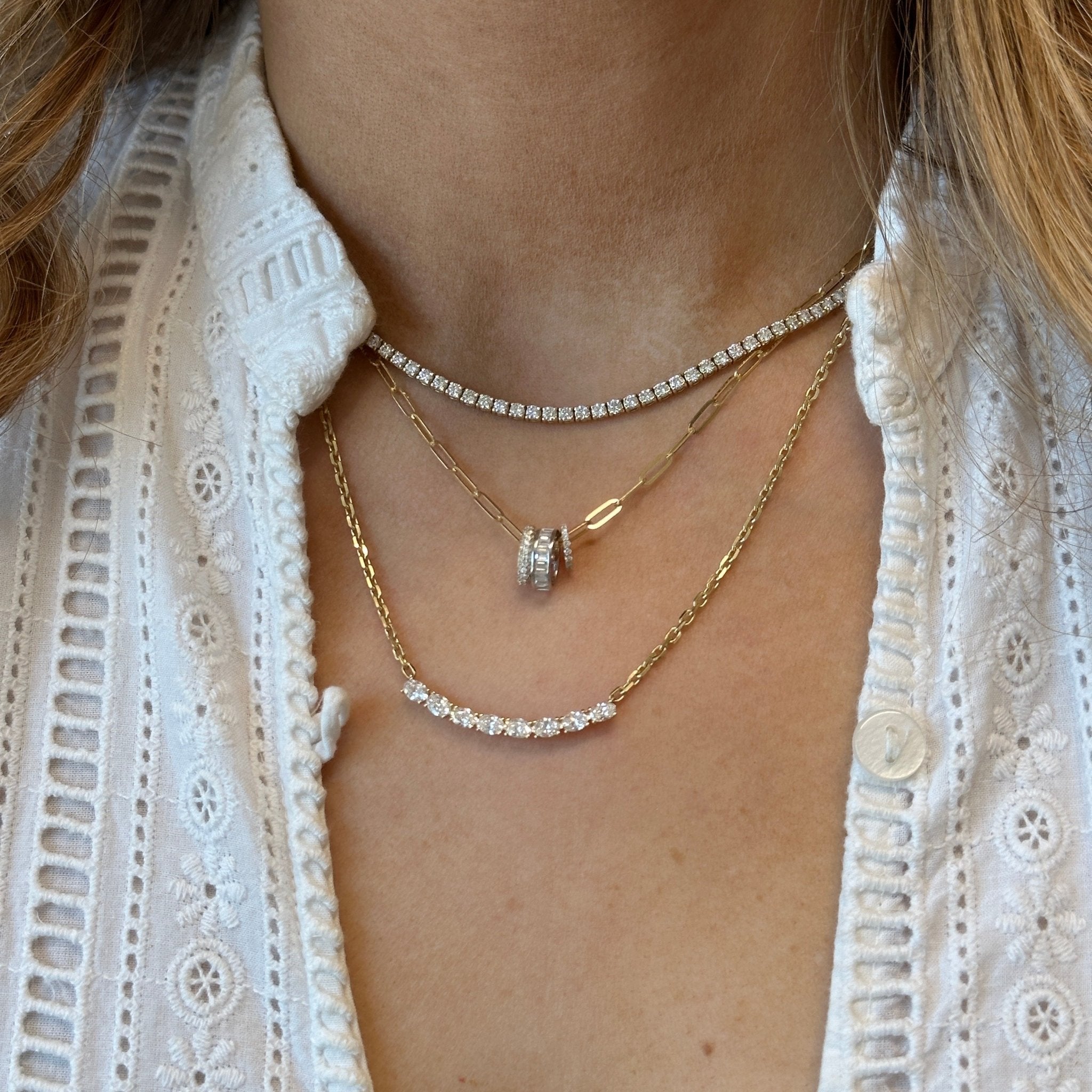 Glitter Enamel Sideways Paper Clip Necklace in 14K Gold | Zales Outlet