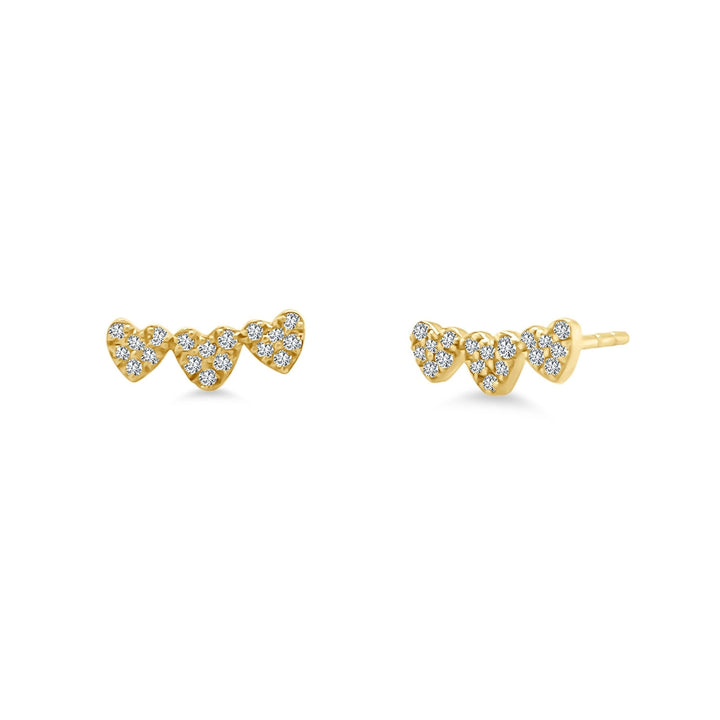 Triple Pave Heart Studs - Lindsey Leigh Jewelry