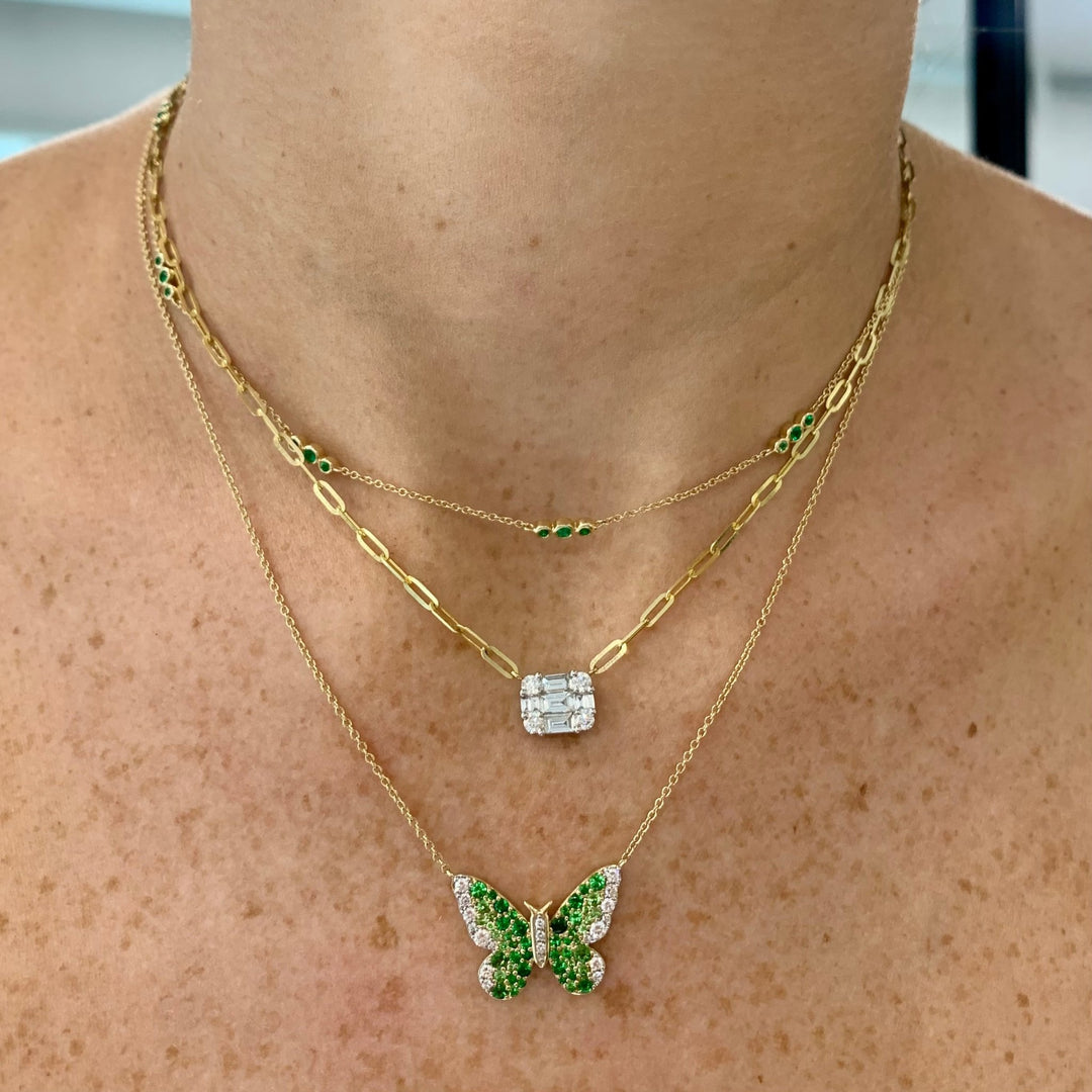 Tsavorite Ombre Butterfly Necklace - Lindsey Leigh Jewelry