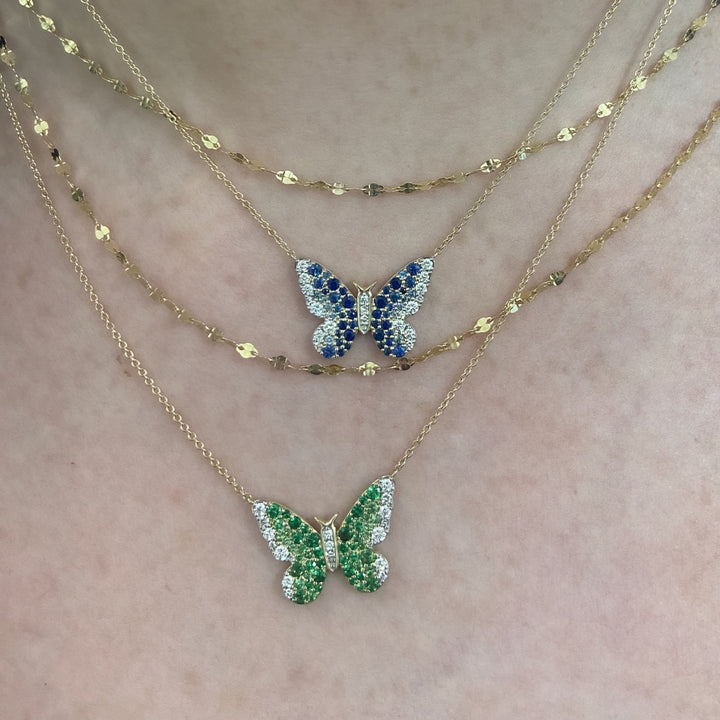 Tsavorite Ombre Butterfly Necklace - Lindsey Leigh Jewelry
