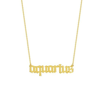 Zodiac Nameplate Necklace - Lindsey Leigh Jewelry
